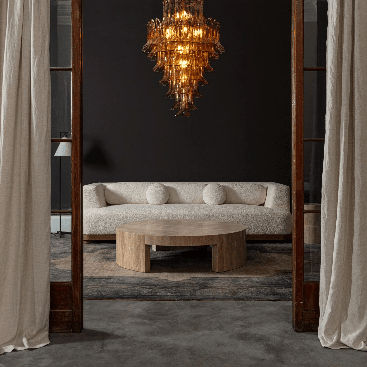 Amber Petalo Chandelier - Elegant Design with Adjustable Height & LED