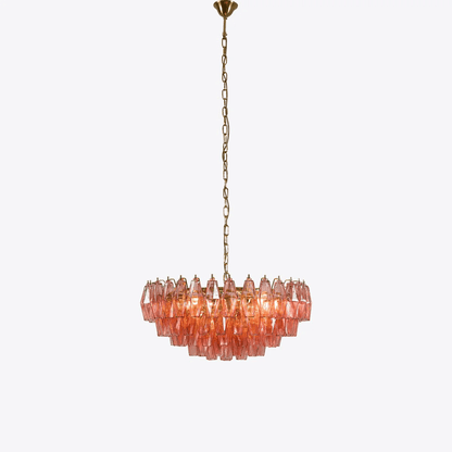 Modern Pink Polygon Drop Chandelier - Elegant Design & Adjustable Heig