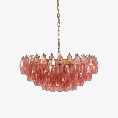 Modern Pink Polygon Drop Chandelier - Elegant Design & Adjustable Heig