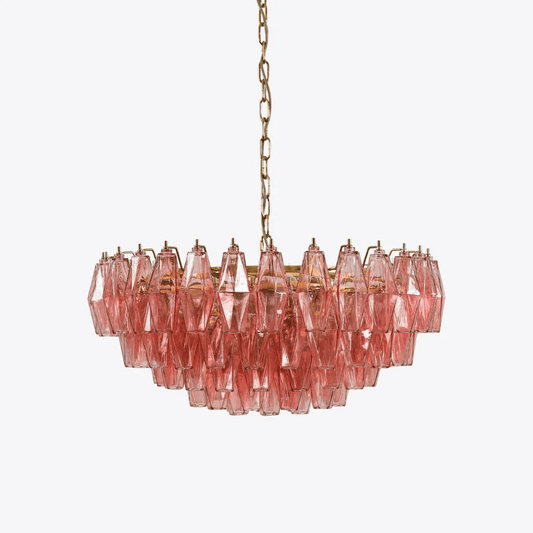 Modern Pink Polygon Drop Chandelier - Elegant Design & Adjustable Heig