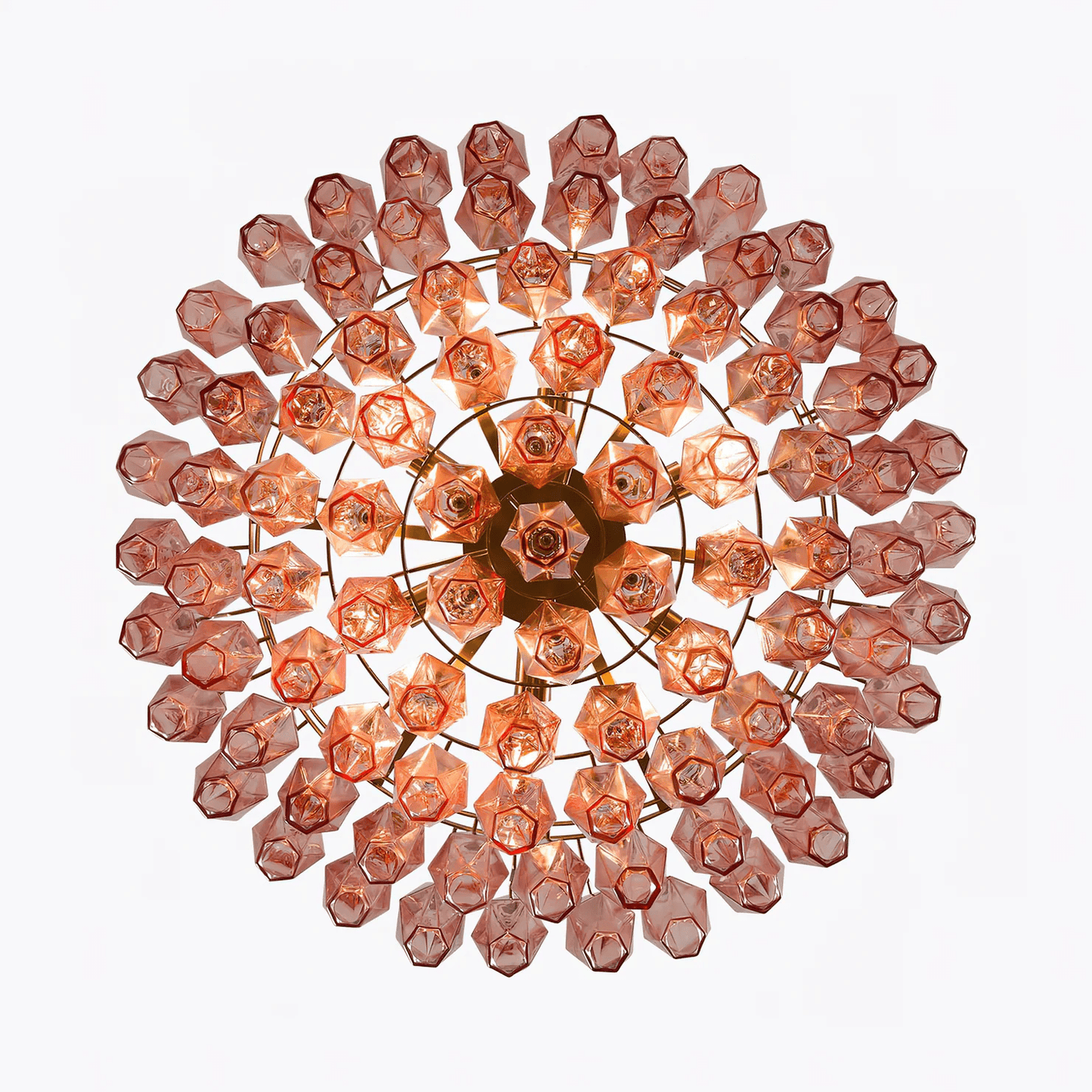 Modern Pink Polygon Drop Chandelier - Elegant Design & Adjustable Heig
