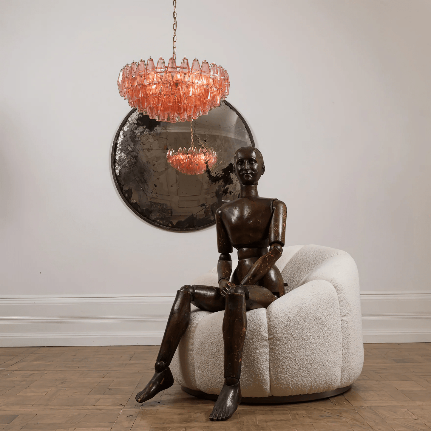 Modern Pink Polygon Drop Chandelier - Elegant Design & Adjustable Heig