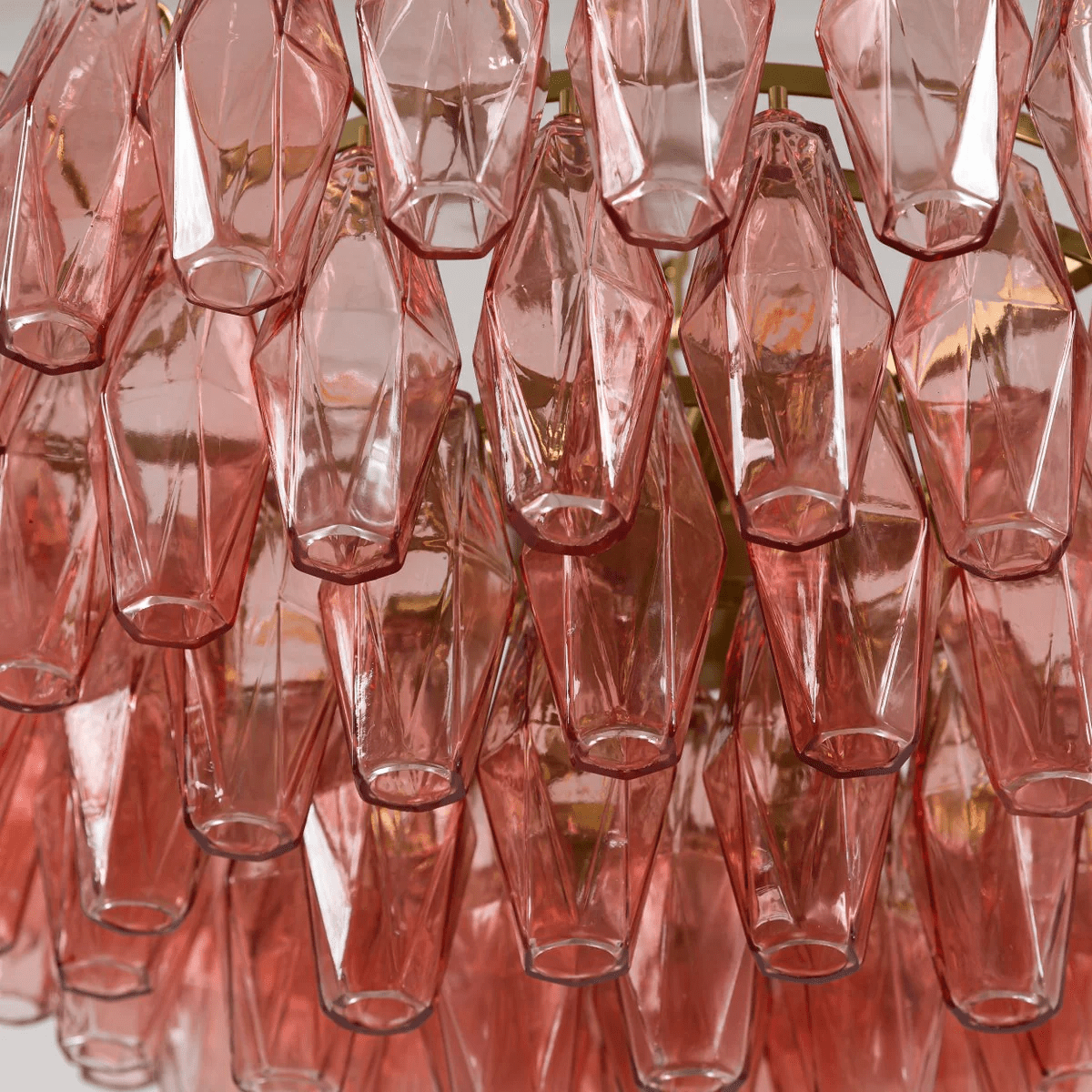 Modern Pink Polygon Drop Chandelier - Elegant Design & Adjustable Heig