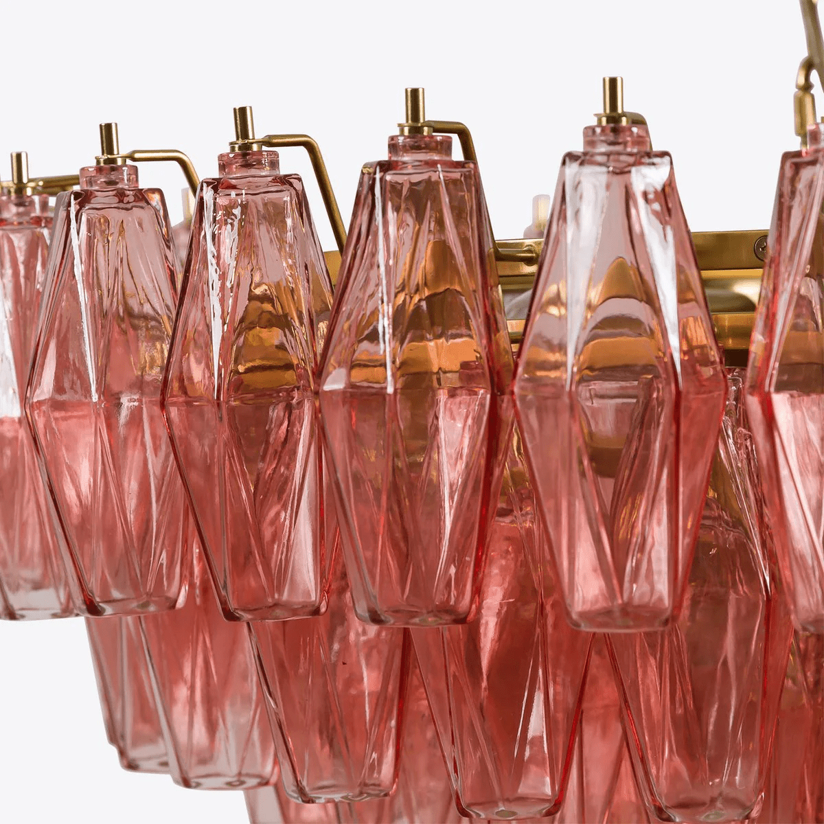 Modern Pink Polygon Drop Chandelier - Elegant Design & Adjustable Heig
