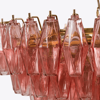 Modern Pink Polygon Drop Chandelier - Elegant Design & Adjustable Heig