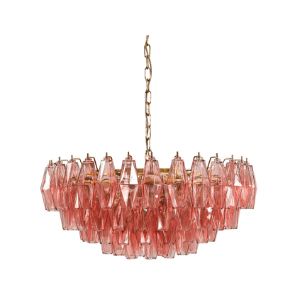 Modern Pink Polygon Drop Chandelier - Elegant Design & Adjustable Heig