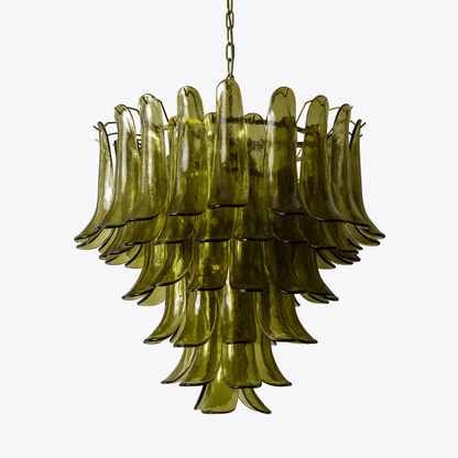 Elegant Green Petalo Chandelier with Adjustable Height & Energy-Effici