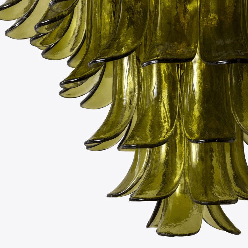 Elegant Green Petalo Chandelier with Adjustable Height & Energy-Effici