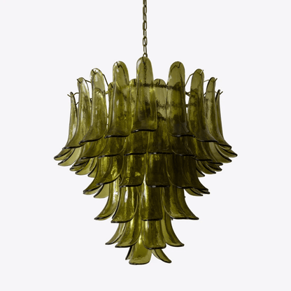 Elegant Green Petalo Chandelier with Adjustable Height & Energy-Effici