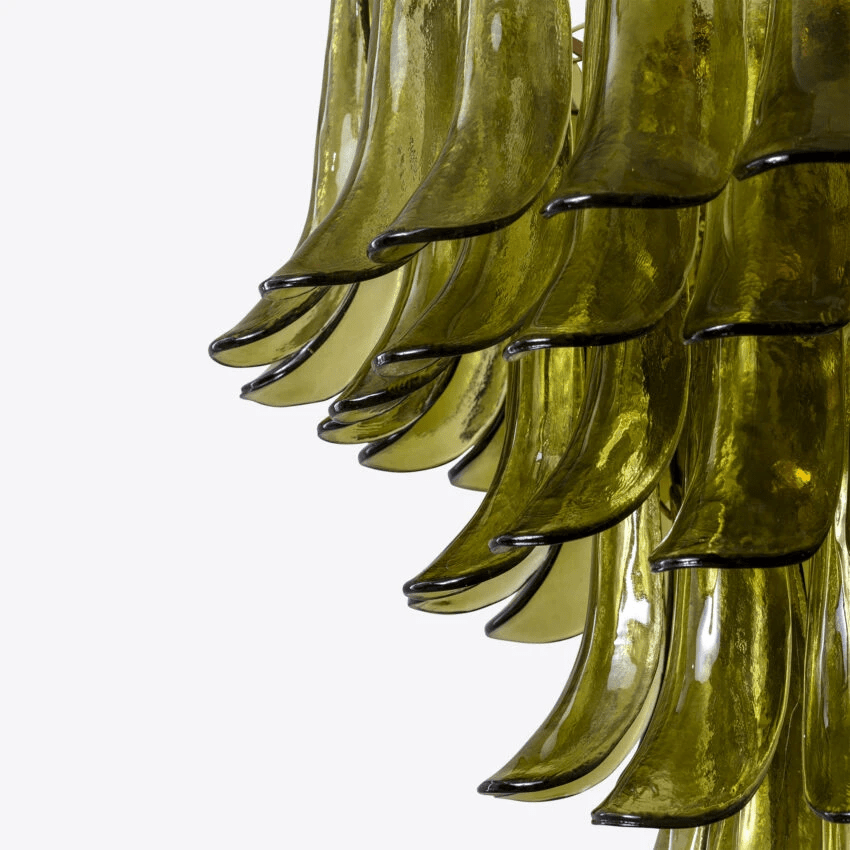Elegant Green Petalo Chandelier with Adjustable Height & Energy-Effici
