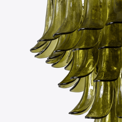 Elegant Green Petalo Chandelier with Adjustable Height & Energy-Effici