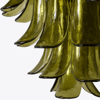 Elegant Green Petalo Chandelier with Adjustable Height & Energy-Effici