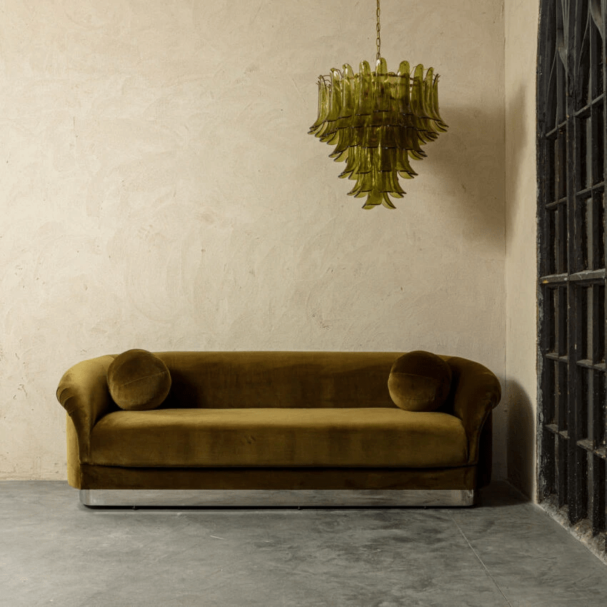 Elegant Green Petalo Chandelier with Adjustable Height & Energy-Effici