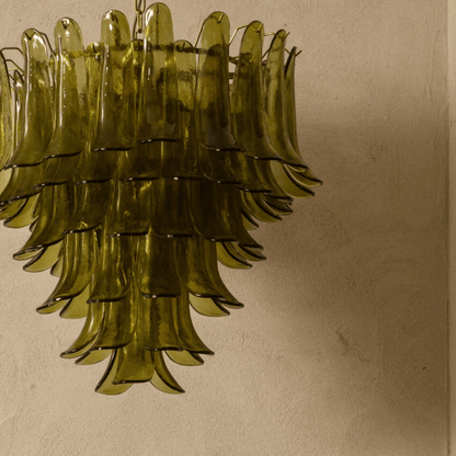 Elegant Green Petalo Chandelier with Adjustable Height & Energy-Effici