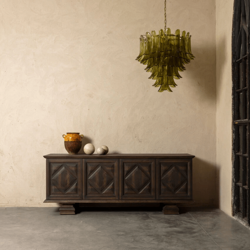 Elegant Green Petalo Chandelier with Adjustable Height & Energy-Effici