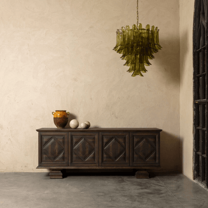 Elegant Green Petalo Chandelier with Adjustable Height & Energy-Effici