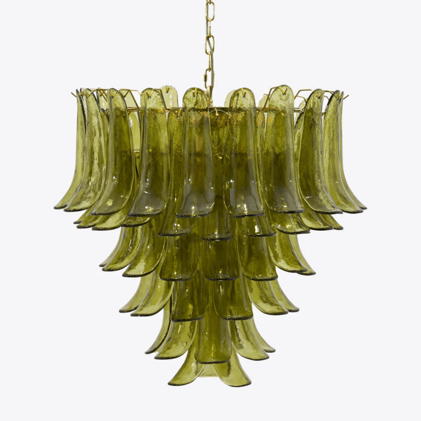 Elegant Green Petalo Chandelier with Adjustable Height & Energy-Effici