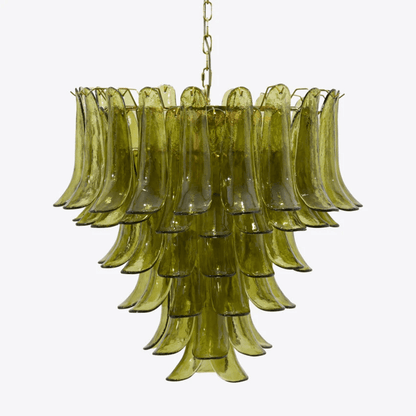 Elegant Green Petalo Chandelier with Adjustable Height & Energy-Effici