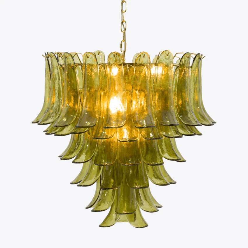 Elegant Green Petalo Chandelier with Adjustable Height & Energy-Effici