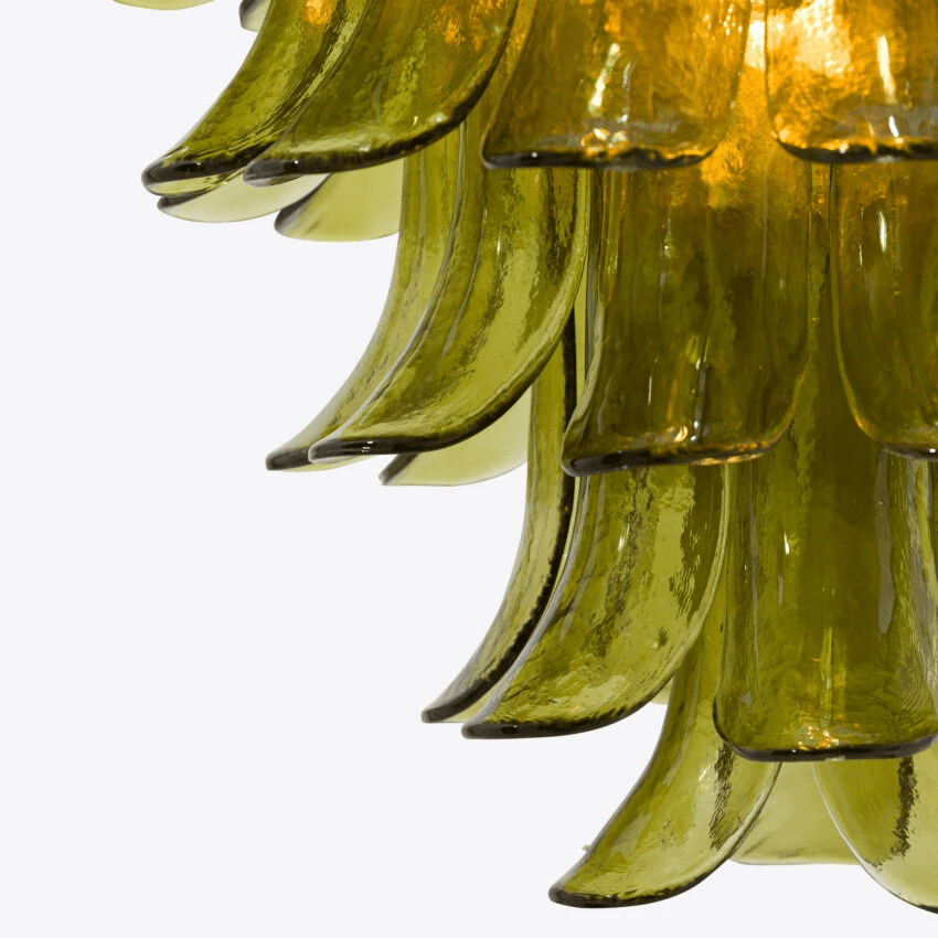 Elegant Green Petalo Chandelier with Adjustable Height & Energy-Effici