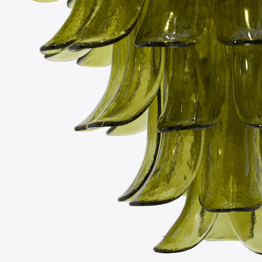 Elegant Green Petalo Chandelier with Adjustable Height & Energy-Effici