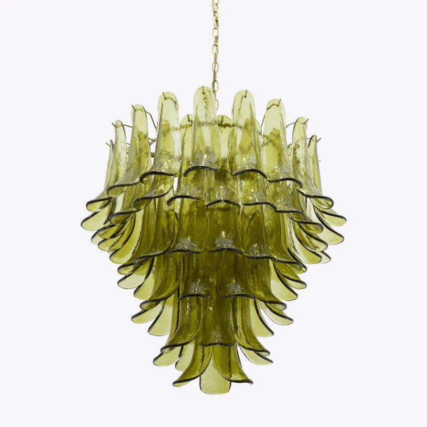 Elegant Green Petalo Chandelier with Adjustable Height & Energy-Effici