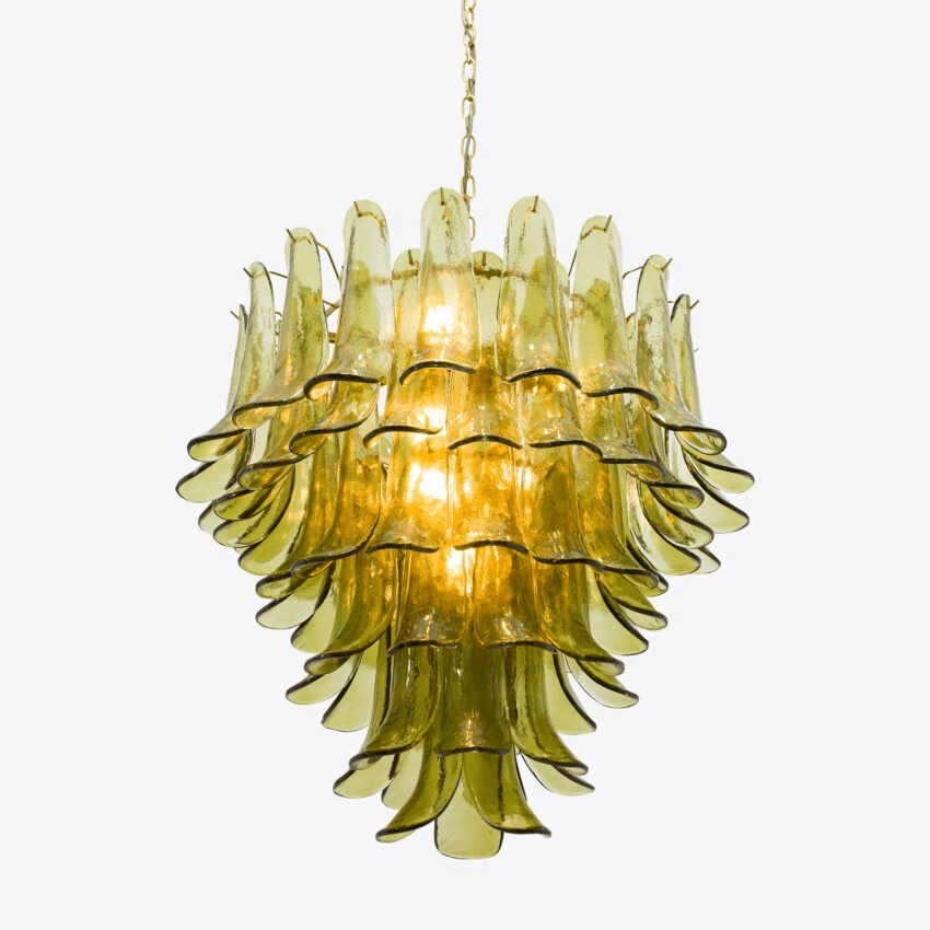 Elegant Green Petalo Chandelier with Adjustable Height & Energy-Effici
