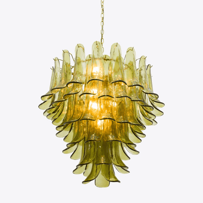 Elegant Green Petalo Chandelier with Adjustable Height & Energy-Effici