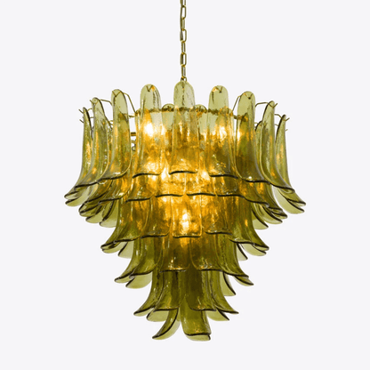 Elegant Green Petalo Chandelier with Adjustable Height & Energy-Effici