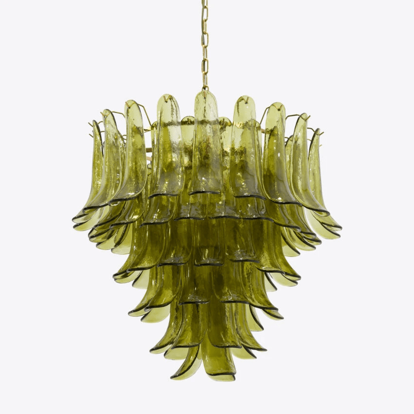 Elegant Green Petalo Chandelier with Adjustable Height & Energy-Effici