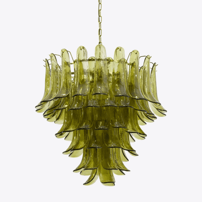 Elegant Green Petalo Chandelier with Adjustable Height & Energy-Effici