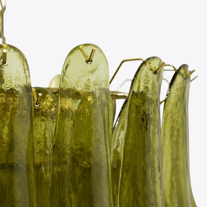 Elegant Green Petalo Chandelier with Adjustable Height & Energy-Effici