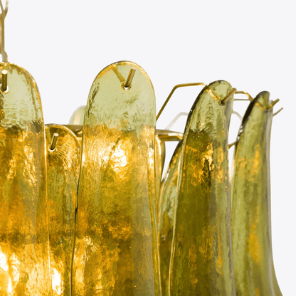 Elegant Green Petalo Chandelier with Adjustable Height & Energy-Effici