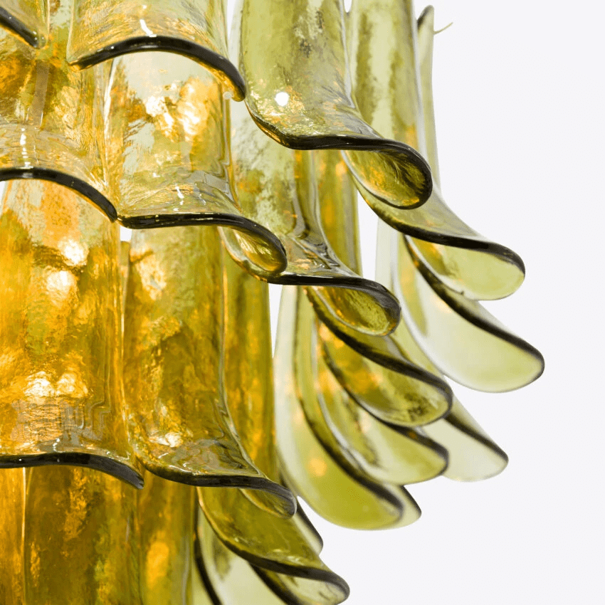 Elegant Green Petalo Chandelier with Adjustable Height & Energy-Effici