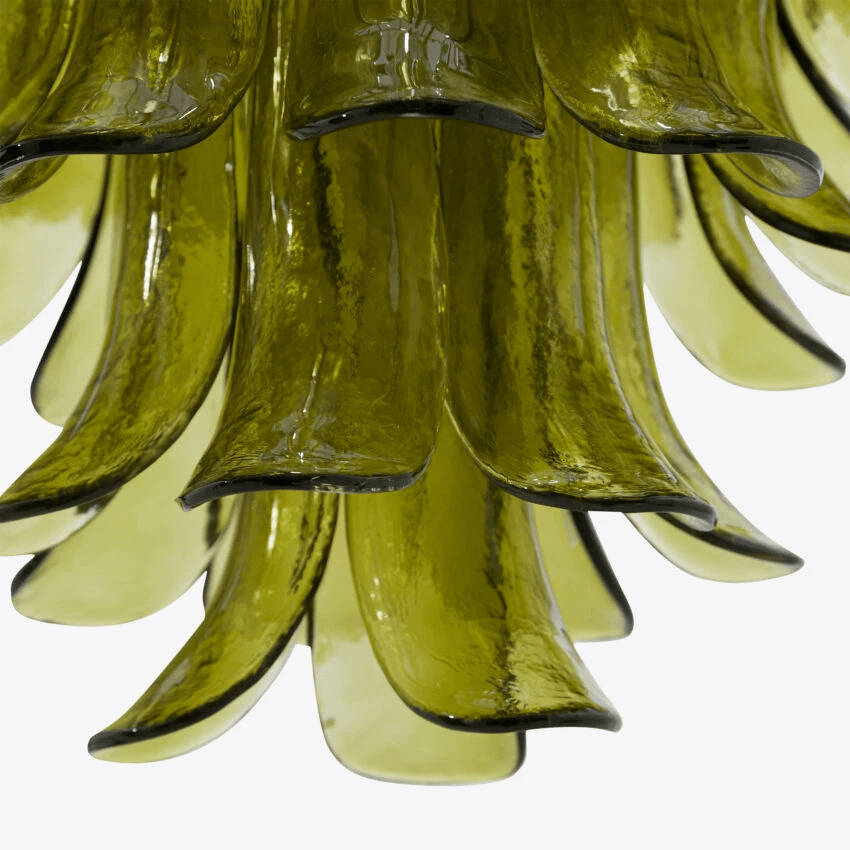 Elegant Green Petalo Chandelier with Adjustable Height & Energy-Effici
