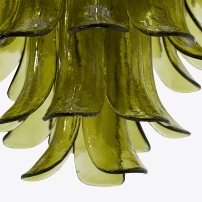 Elegant Green Petalo Chandelier with Adjustable Height & Energy-Effici