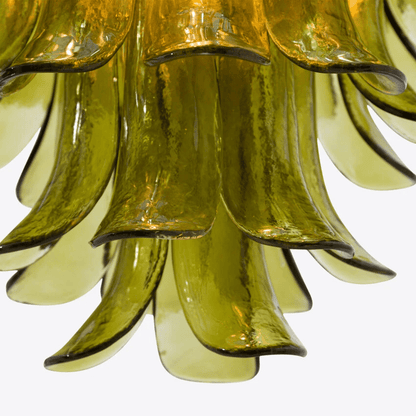 Elegant Green Petalo Chandelier with Adjustable Height & Energy-Effici