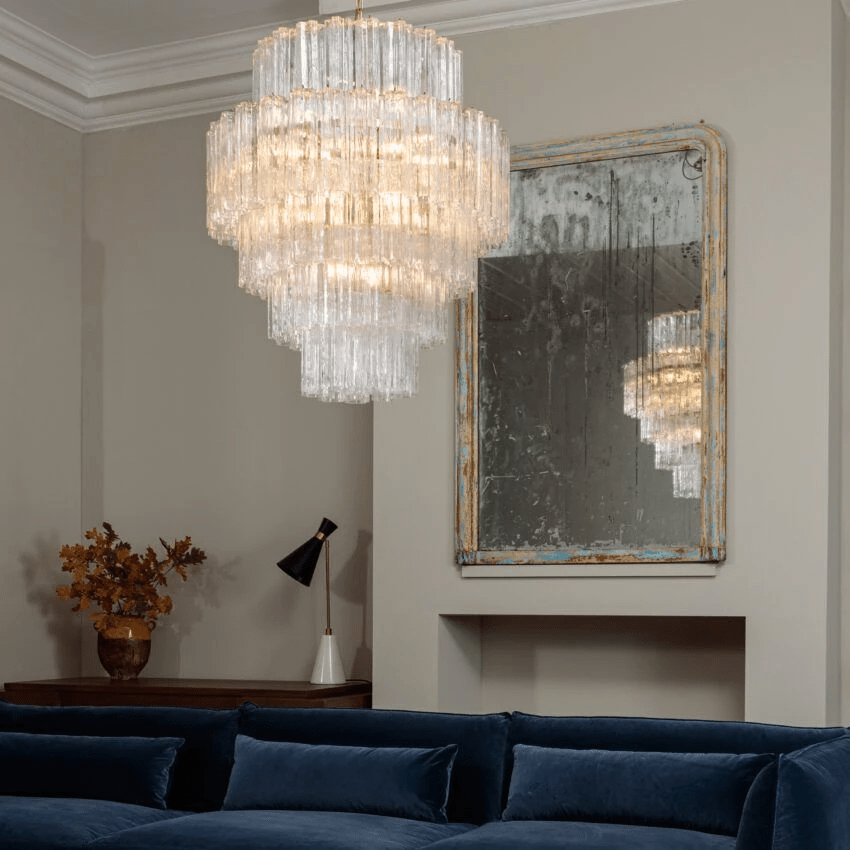 Rina Firenze Crystal Chandelier - Elegant Design, Adjustable Height