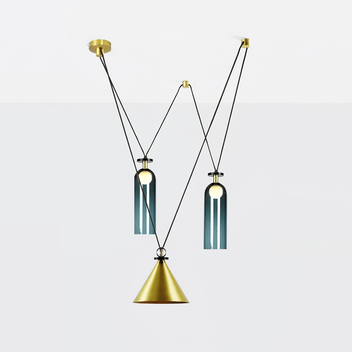 Modern Geometric Shape Chandelier with Adjustable Height & LED Lightin