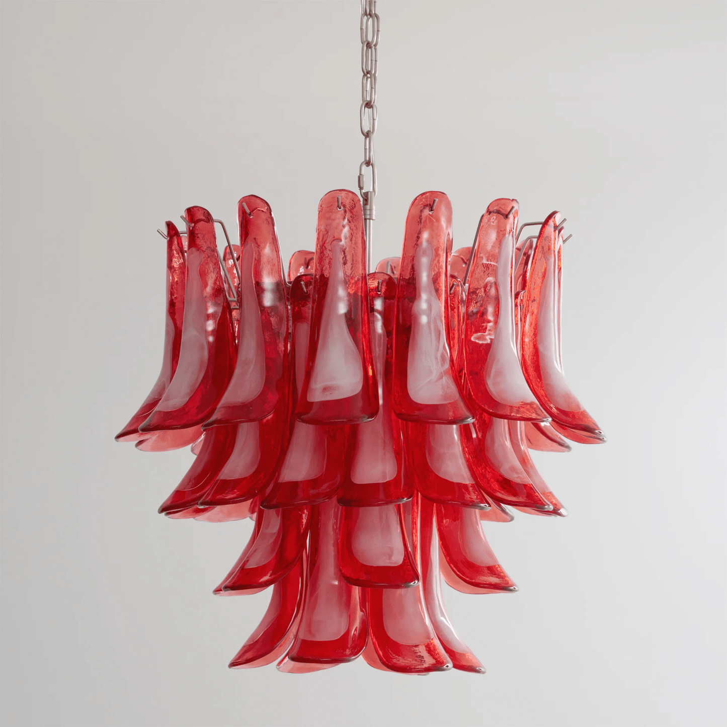 Crimson Glass Petals Chandelier - Elegant Design with Adjustable Heigh