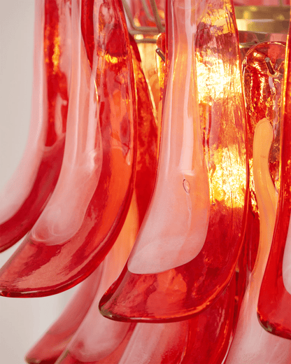 Crimson Glass Petals Chandelier - Elegant Design with Adjustable Heigh