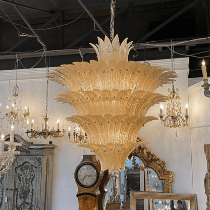 Elegant Glass Palmette Chandelier with Dimmable LED Lights