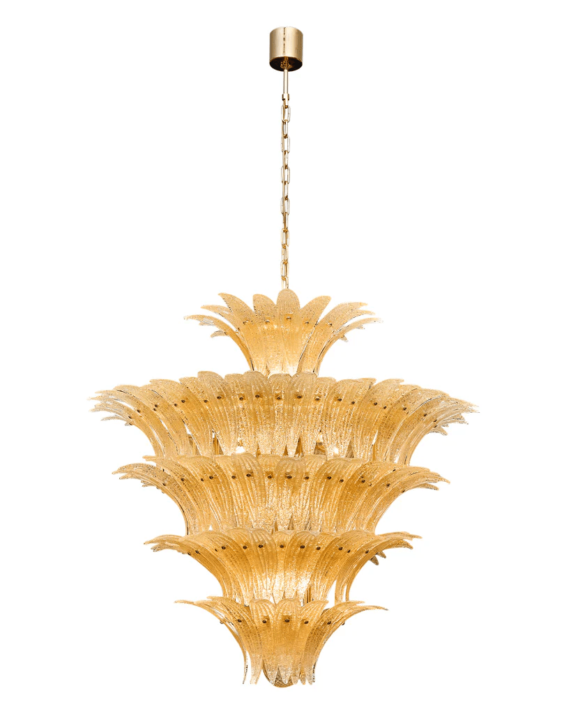 Elegant Glass Palmette Chandelier with Dimmable LED Lights