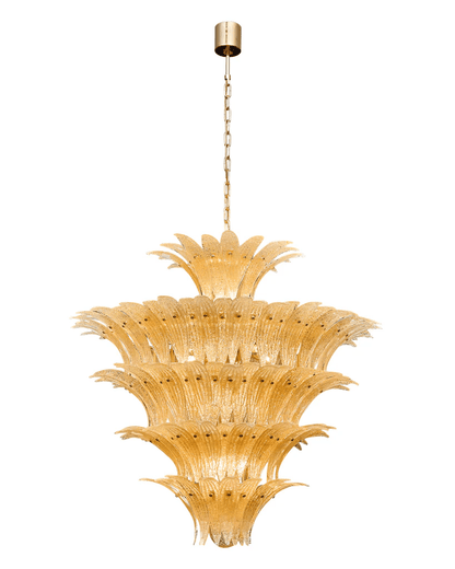 Elegant Glass Palmette Chandelier with Dimmable LED Lights