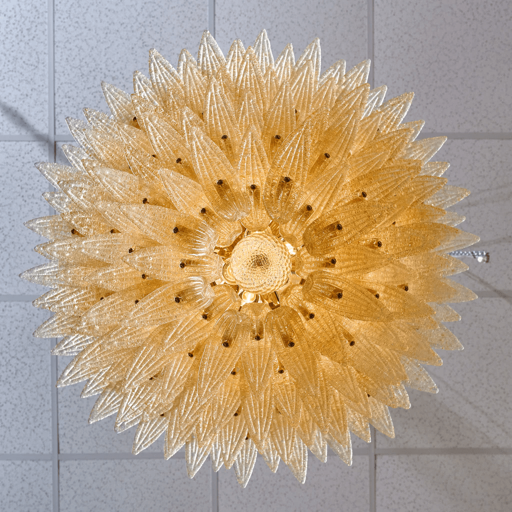 Elegant Glass Palmette Chandelier with Dimmable LED Lights