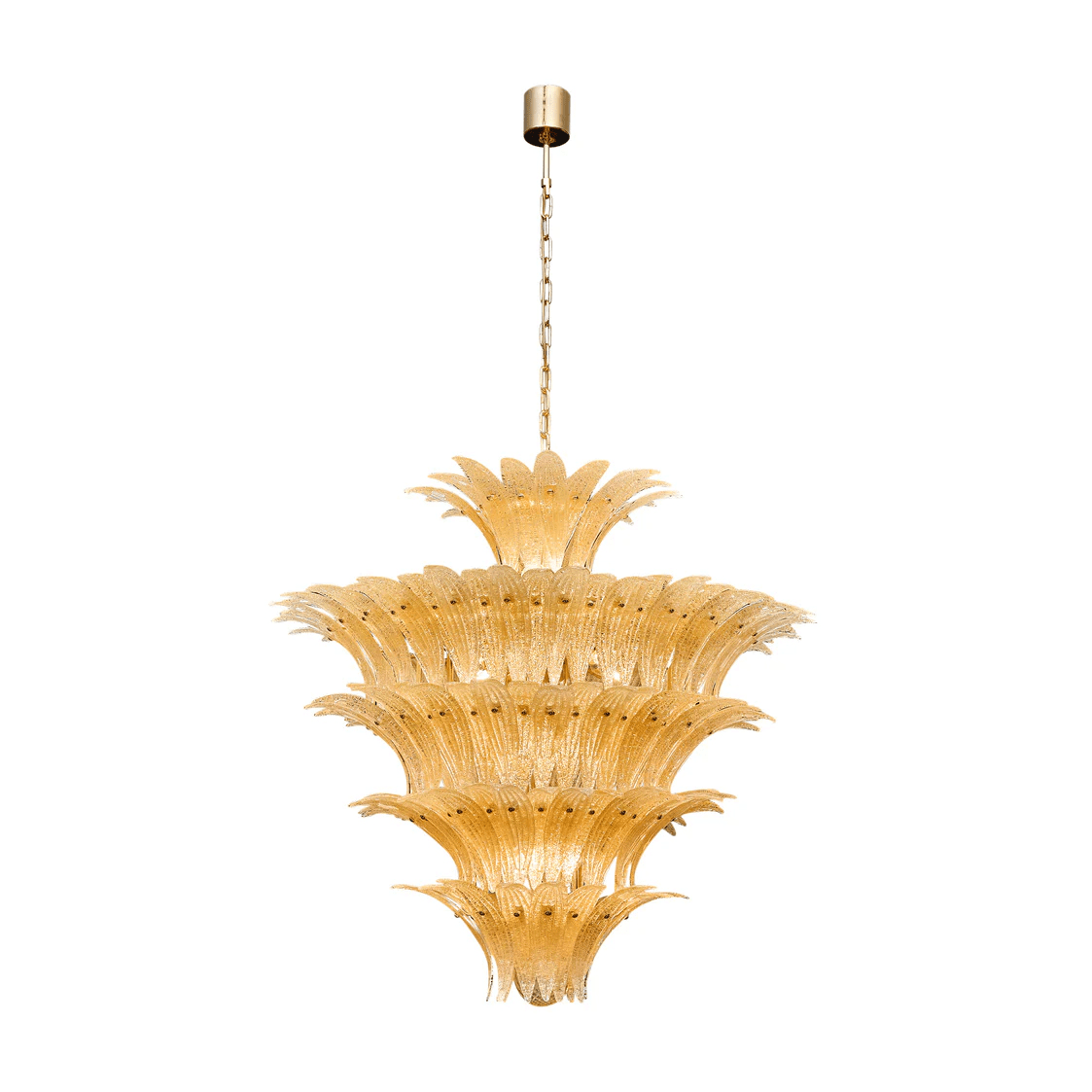 Elegant Glass Palmette Chandelier with Dimmable LED Lights