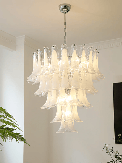 Elegant Glass Leaf Chandelier - Adjustable Height, Energy Efficient Li