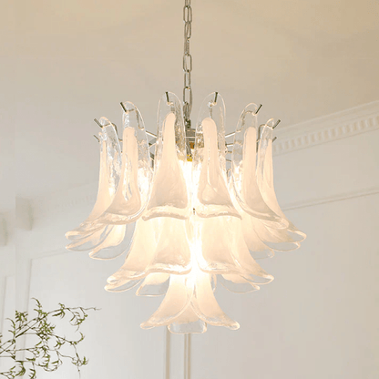 Elegant Glass Leaf Chandelier - Adjustable Height, Energy Efficient Li