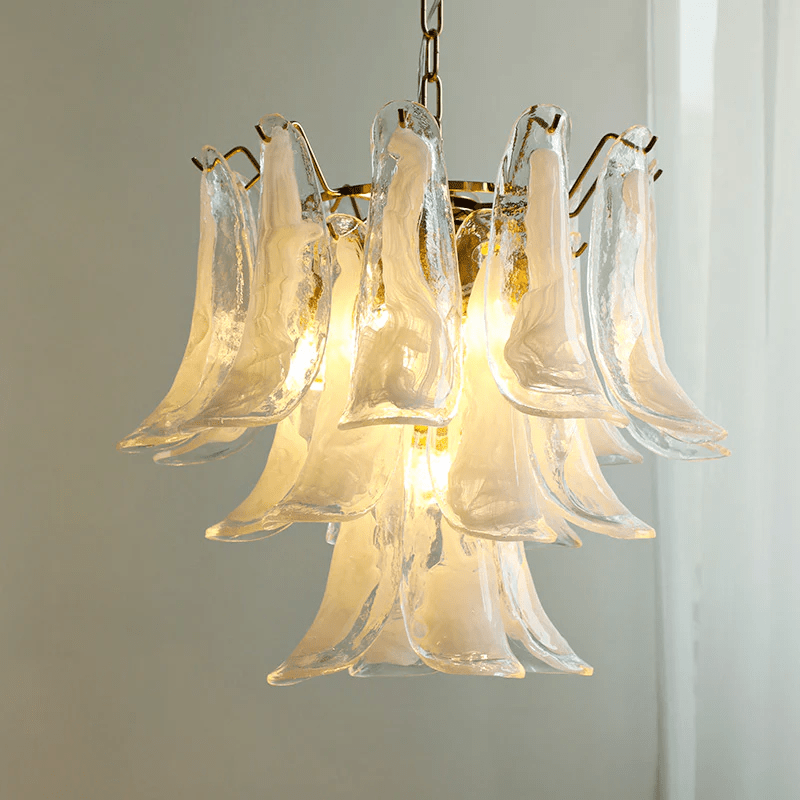 Elegant Glass Leaf Chandelier - Adjustable Height, Energy Efficient Li