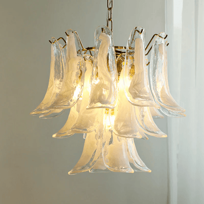 Elegant Glass Leaf Chandelier - Adjustable Height, Energy Efficient Li